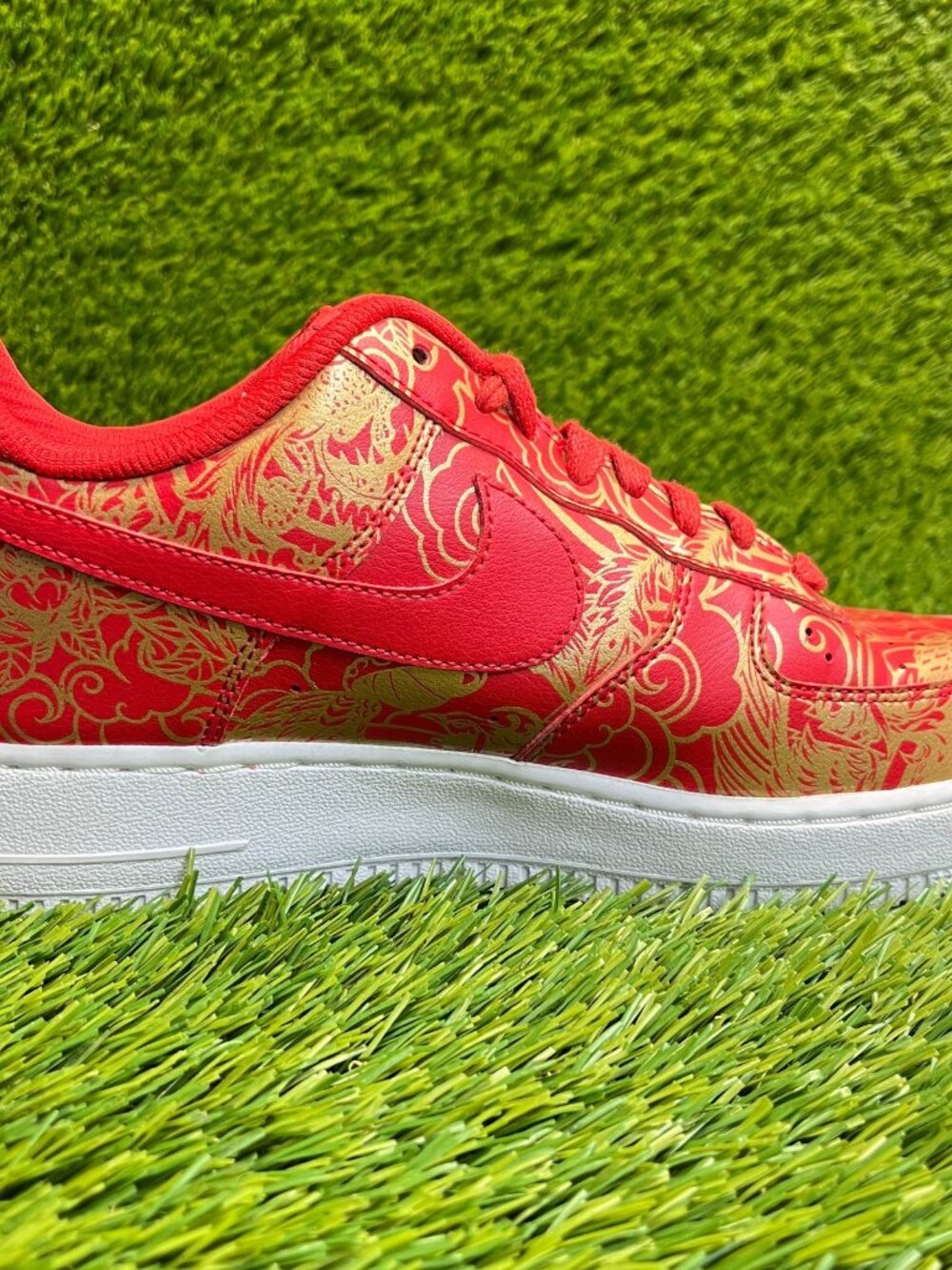 Nikeid Air Force 1 Chinese New Year Mens Size 7 Red Gold Athletic Shoes Sneakers - Picture 4 of 10